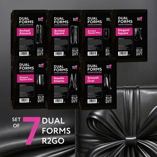 Set of 7 Dual Forms R2GO (Arched Almond, Arched Square, Arched Square Mini, Elegant Square, Elegant Square Mini, Needle Stiletto, Smooth Oval)